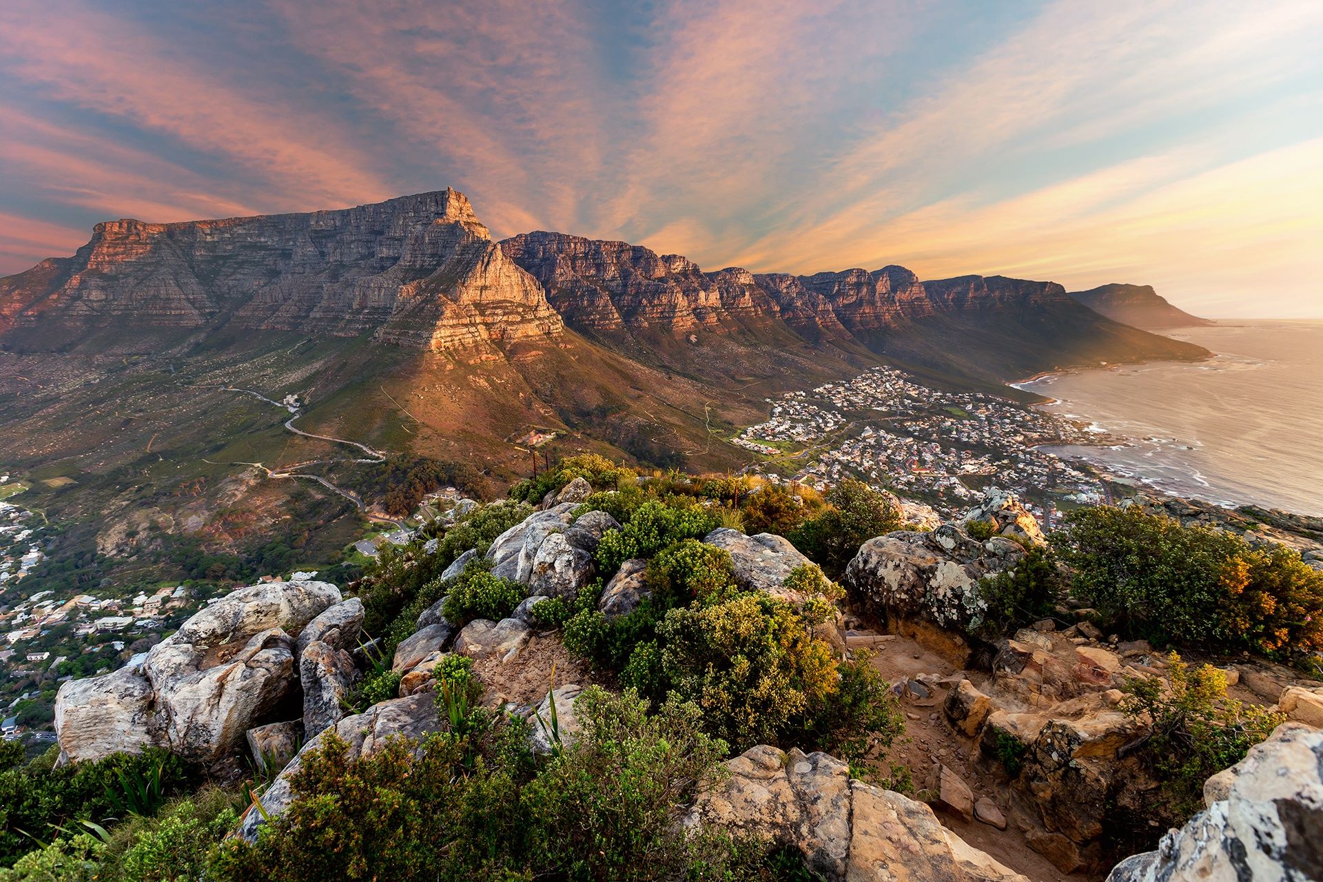 mountain range at dusk 