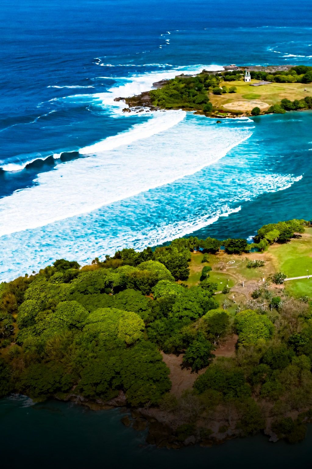 Aerial view of Nusa Dua coastline in Bali