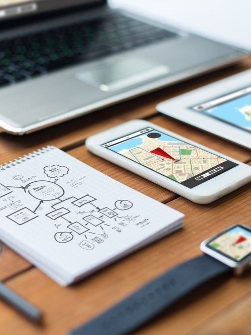 Smartphone, laptop, and tablet connected with Wi-Fi