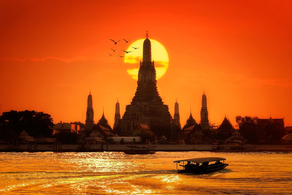 Temple at sunset