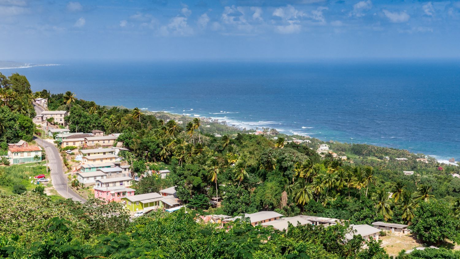 aerial view of beach town and coastline