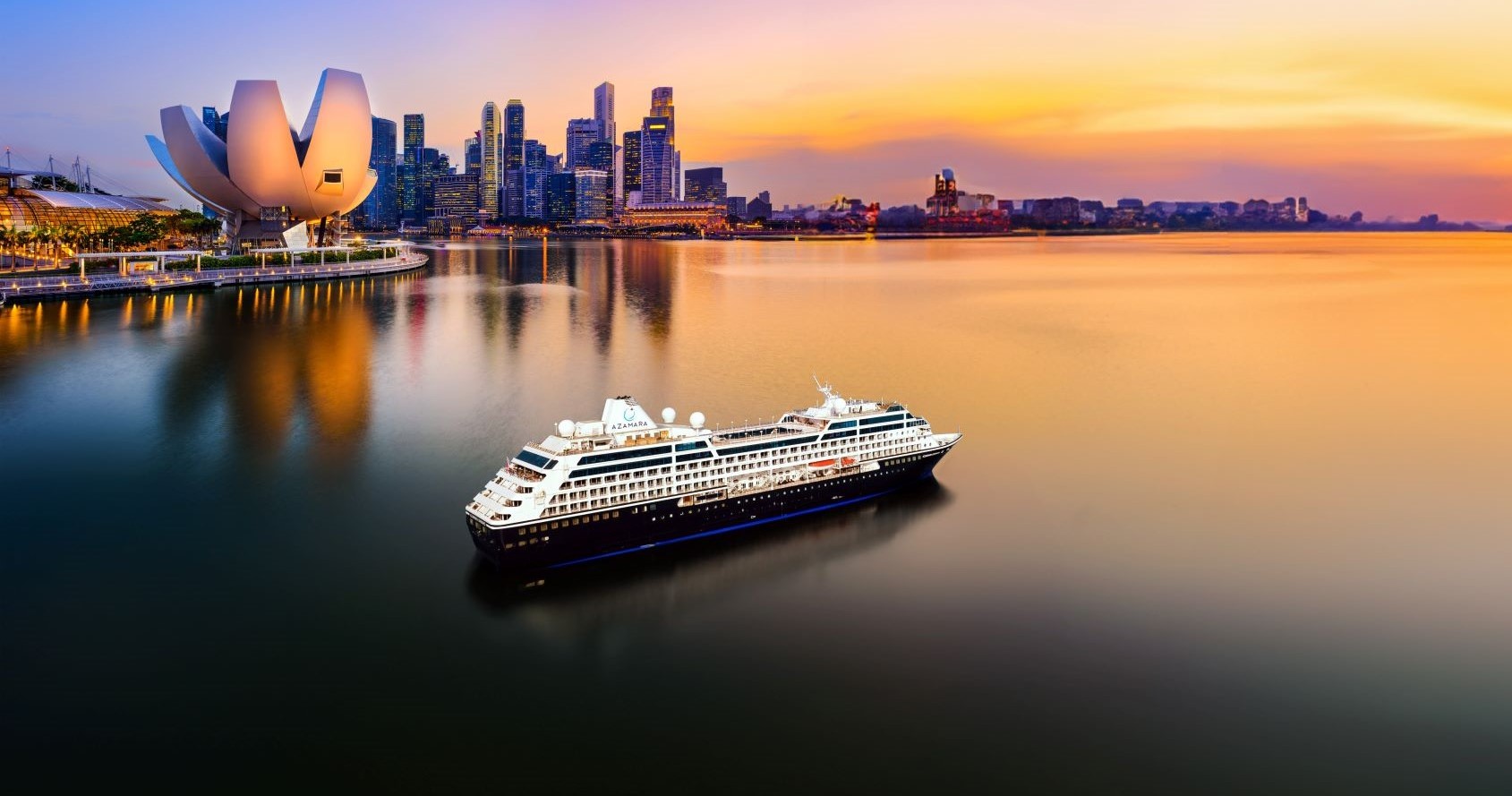 cruse ship in harbor at dusk