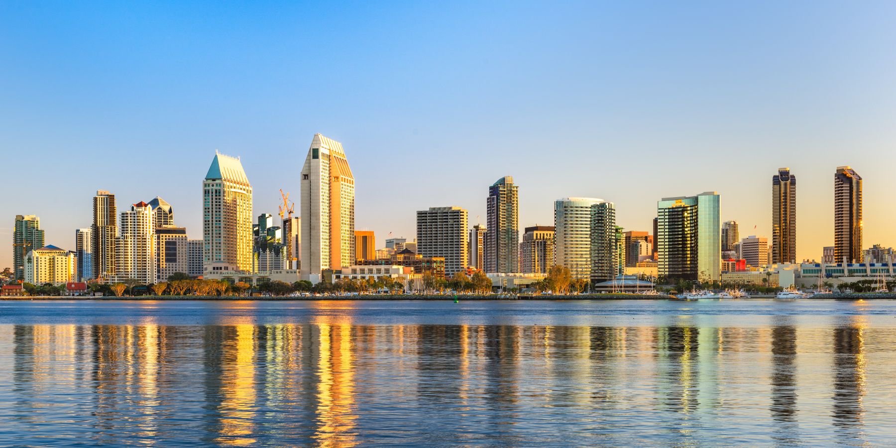 San Diego skyline reflected across the bay
