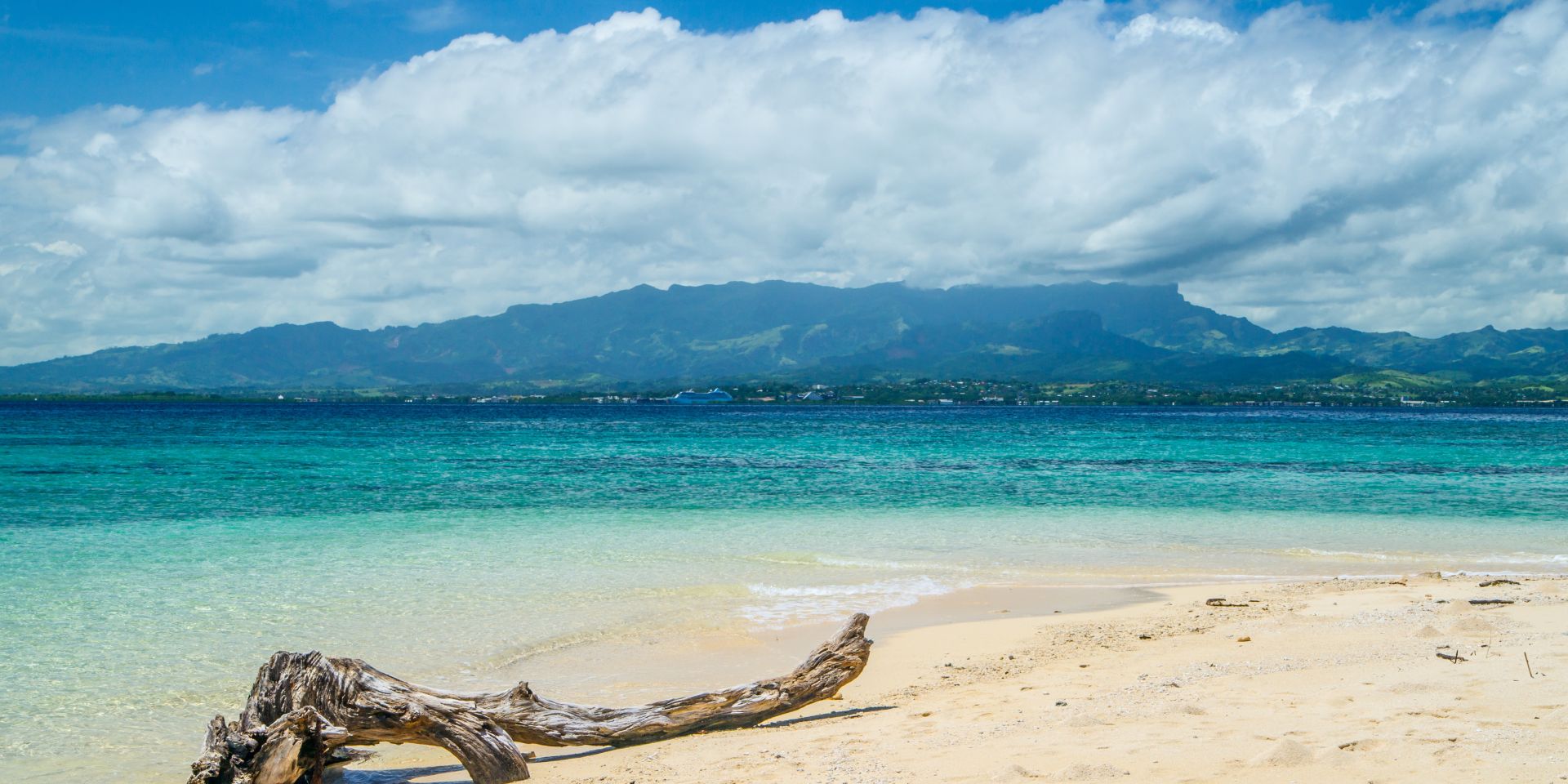 Tropical beach and turquoise waters in Fiji