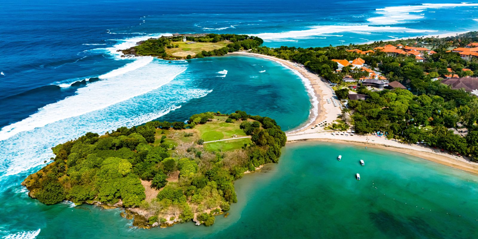 Aerial view of Nusa Dua coastline in Bali
