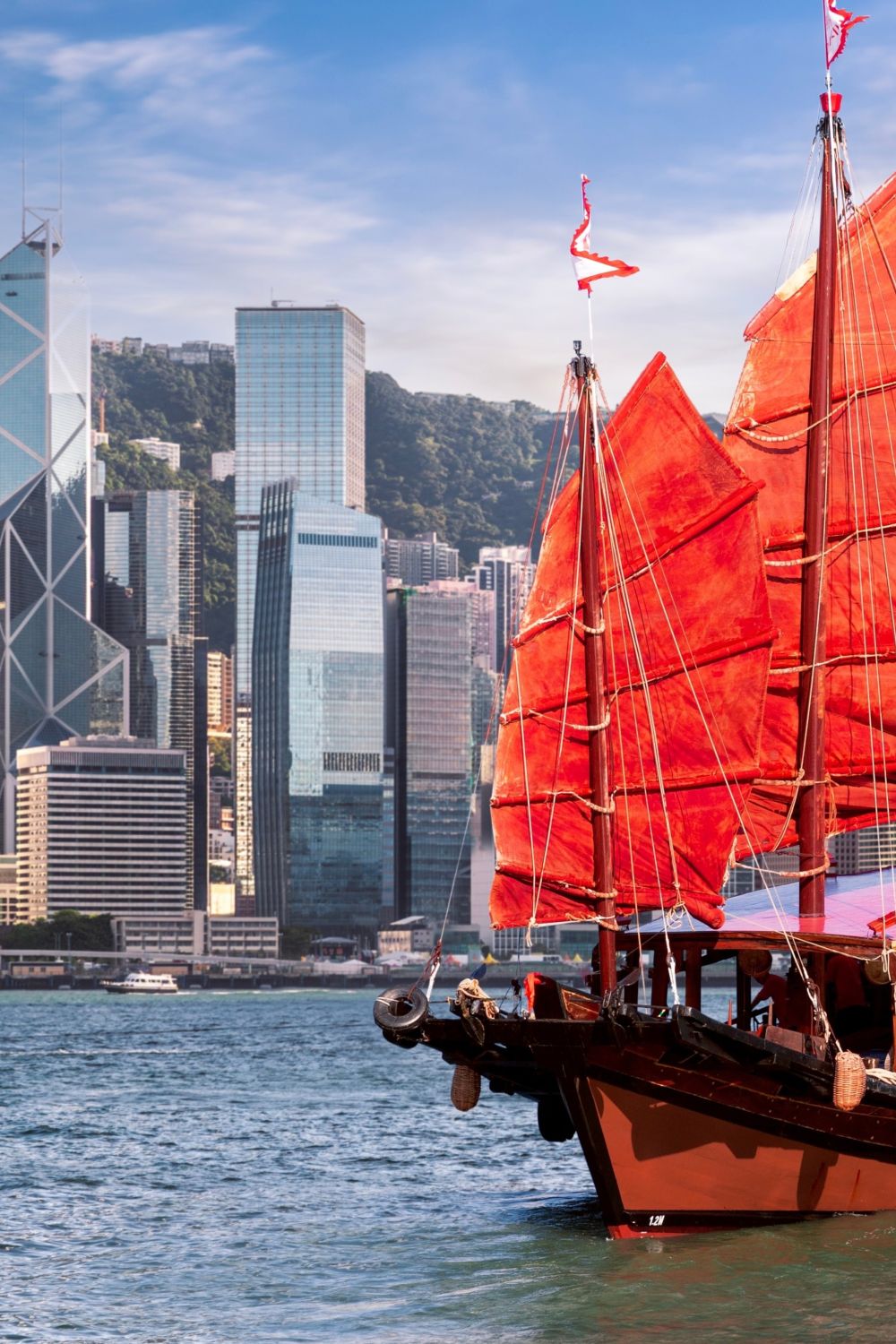 Traditional junk boat in Hong Kong Harbour