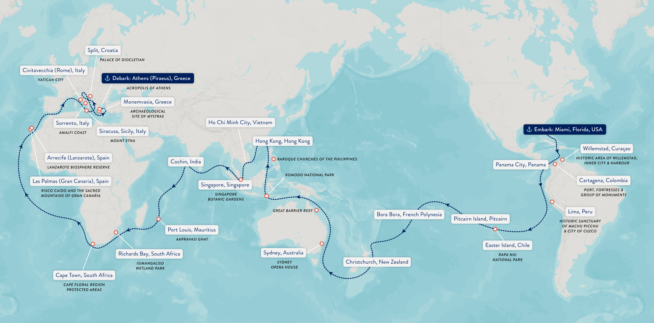 Azamara World Cruise Itinerary