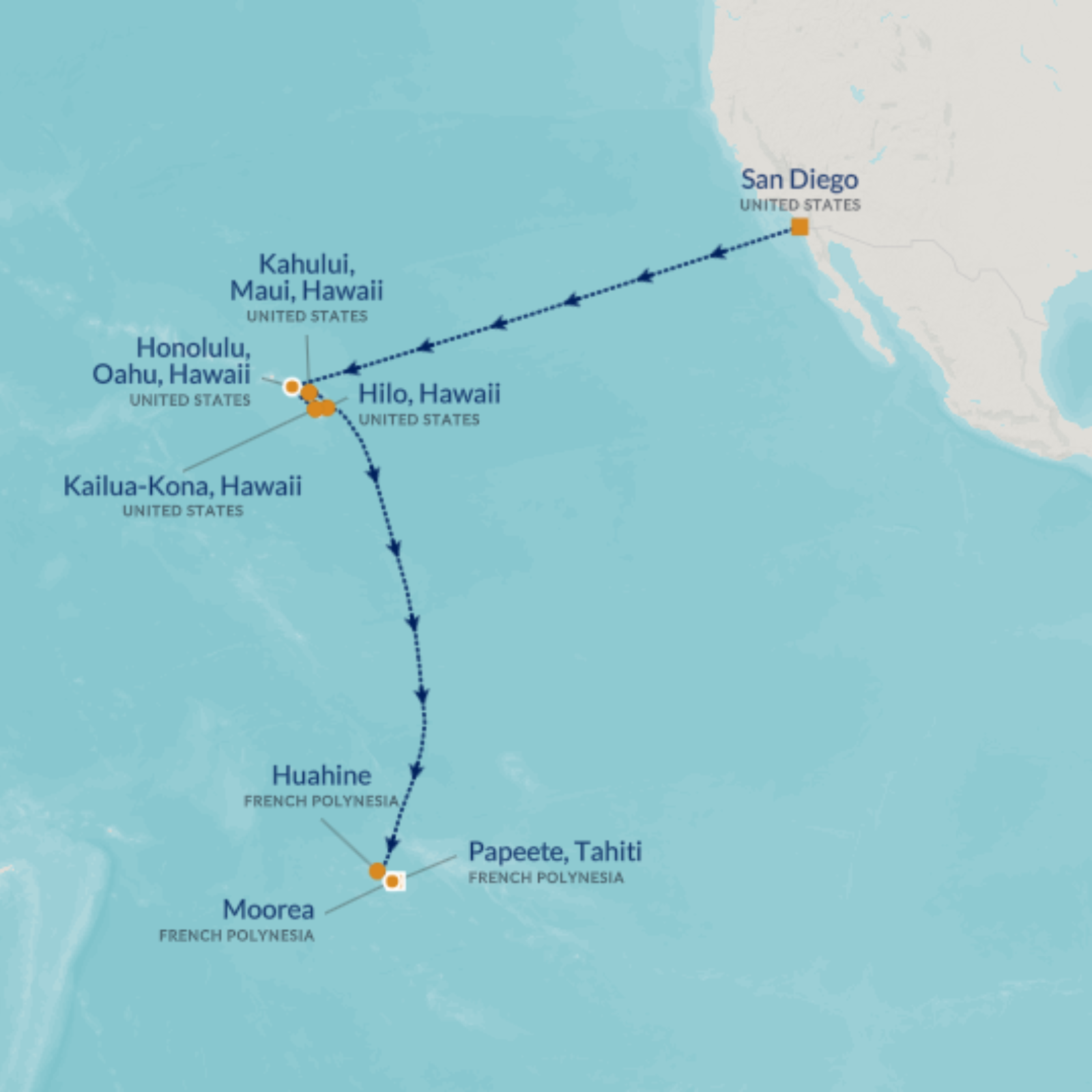 map of world cruise segment