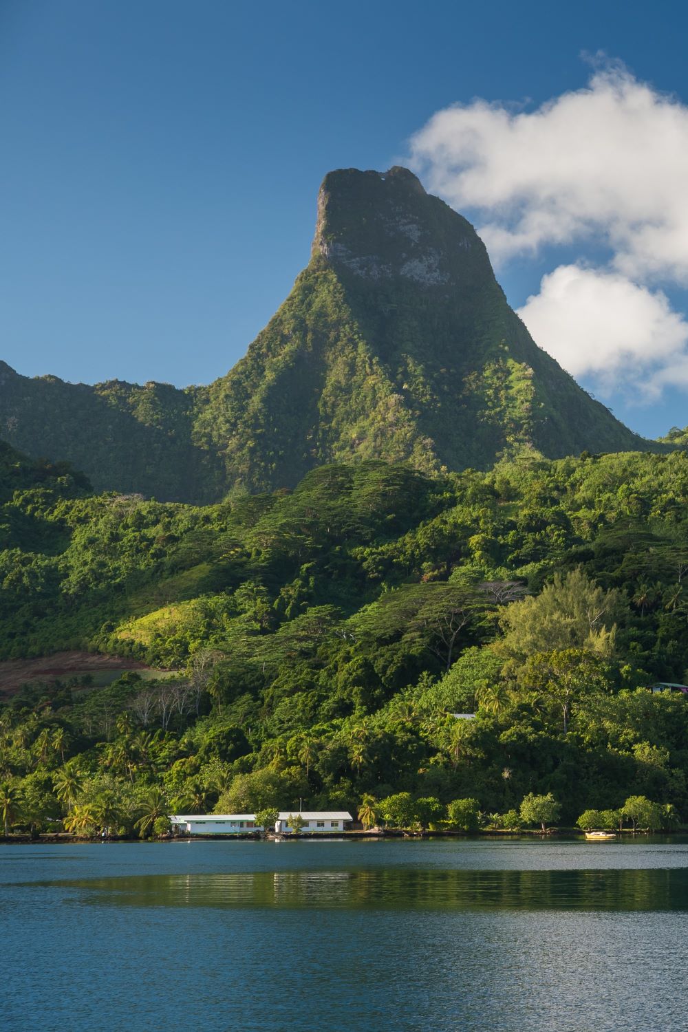 mountain behind shore line