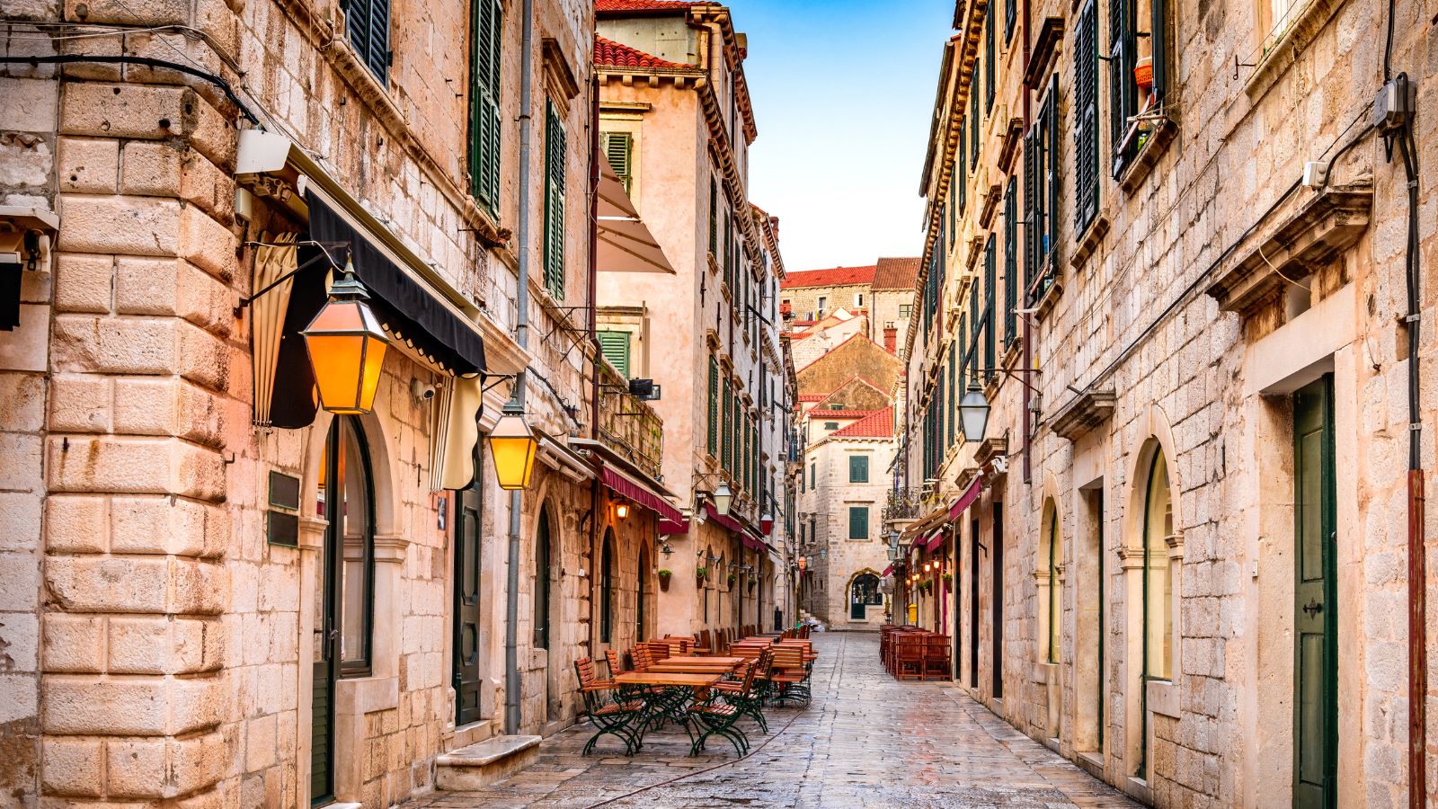 narrow empty city side street