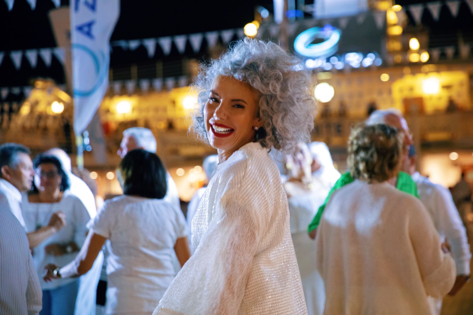 woman dancing onboard ship
