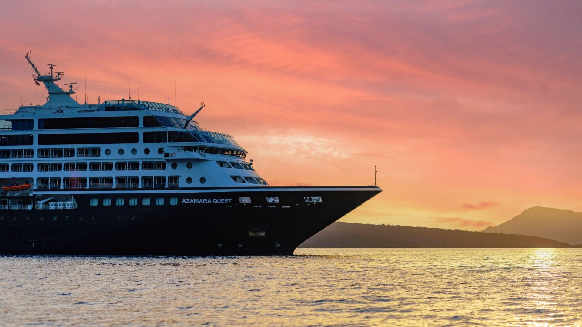 Azamara Quest at sunset marking the launch of Azamara Forward