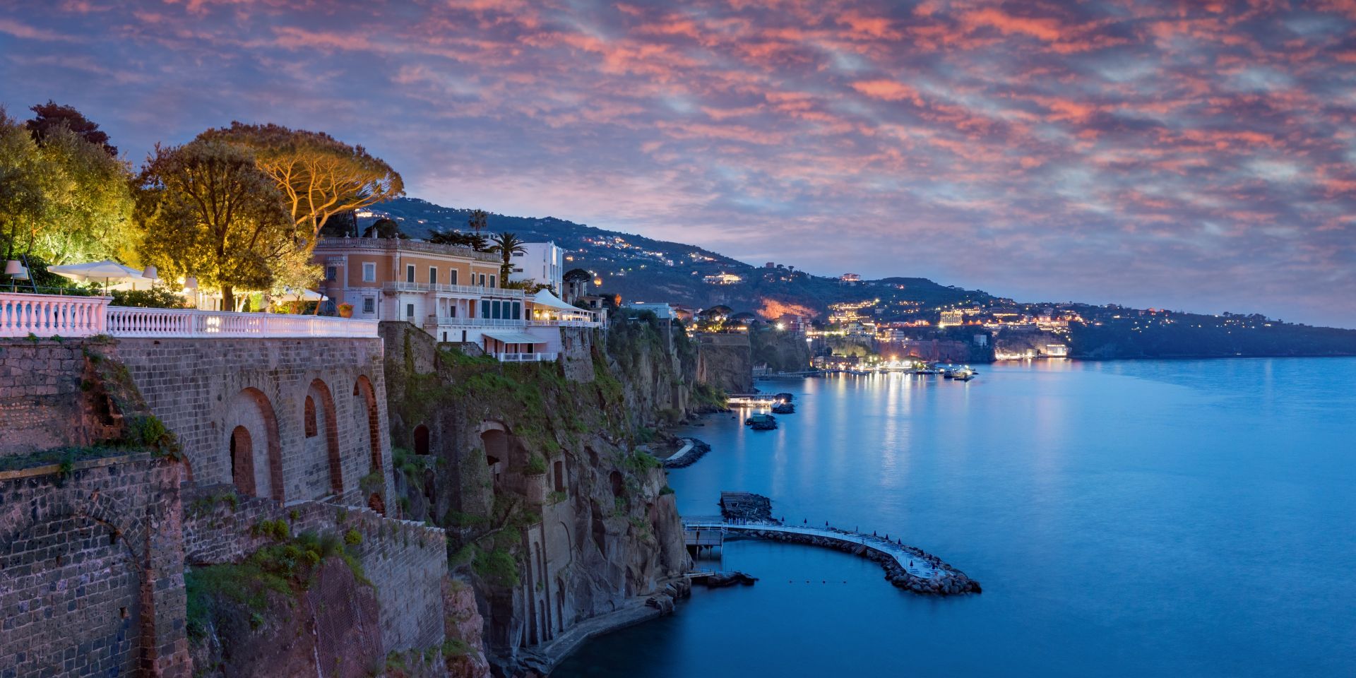 Evening view of Amalfi coastline