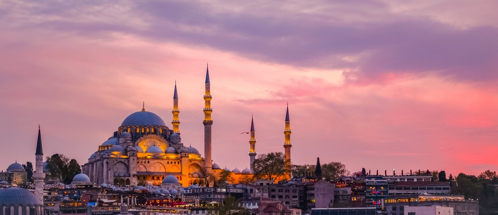 Turkish mosque at dusk