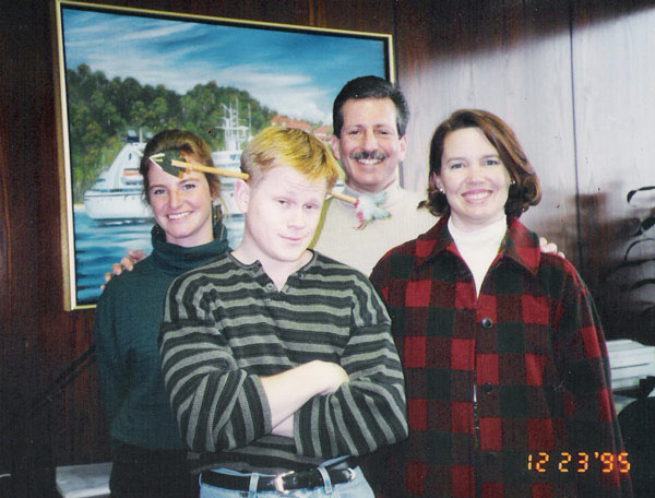 The SCL Marketing Team in December 1995: Kim, Mark, Bill, and me