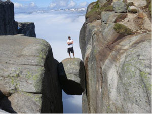 Lee at the Kjerag Rock near Lysebotn, Norway