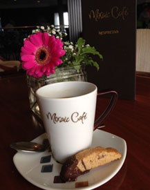 Regular coffee with biscotti