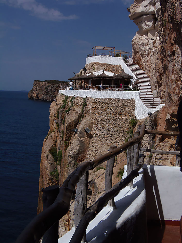 Cliffside dining at Xoroi Caves.