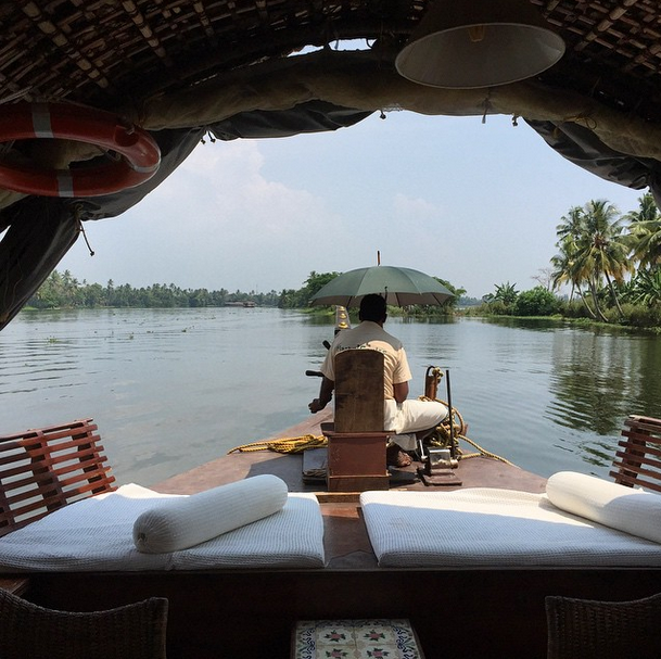 Alappusha River cruising in a traditional houseboat.