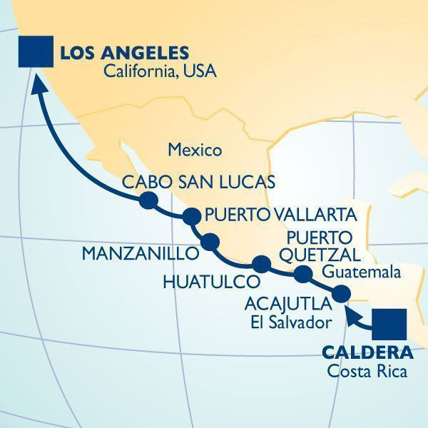 Cruise from Los Angeles to Costa Rica, and visit some of Mexico's best port cities.