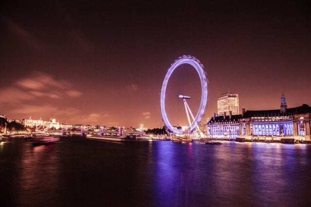 The London Eye at night.