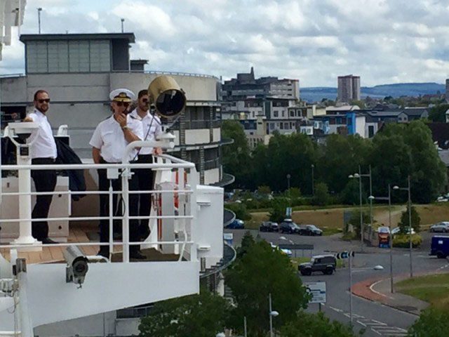 Arriving in Leith, Scotland on an Azamara cruise ship.