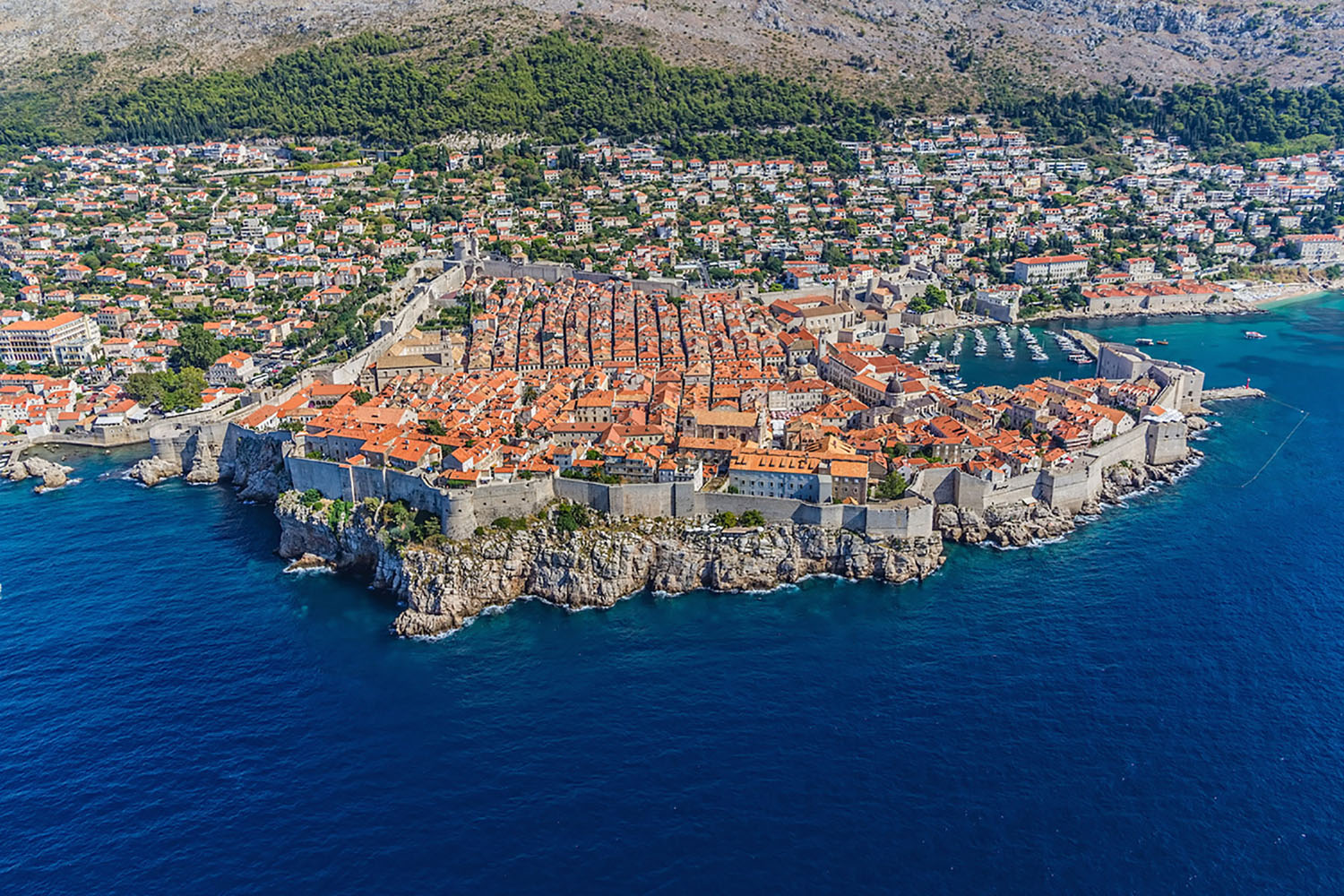 An aerial view of Dubrovnik, Croatia.