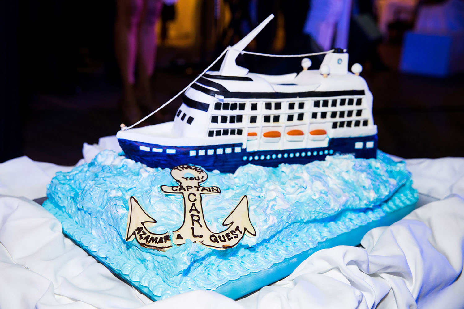 A special Azamara cruise ship cake for Captain Carl.