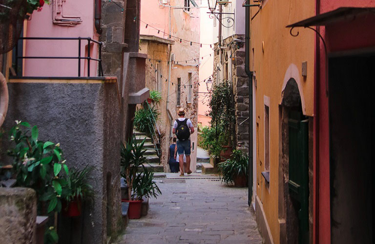 Traveller exploring Italian streets