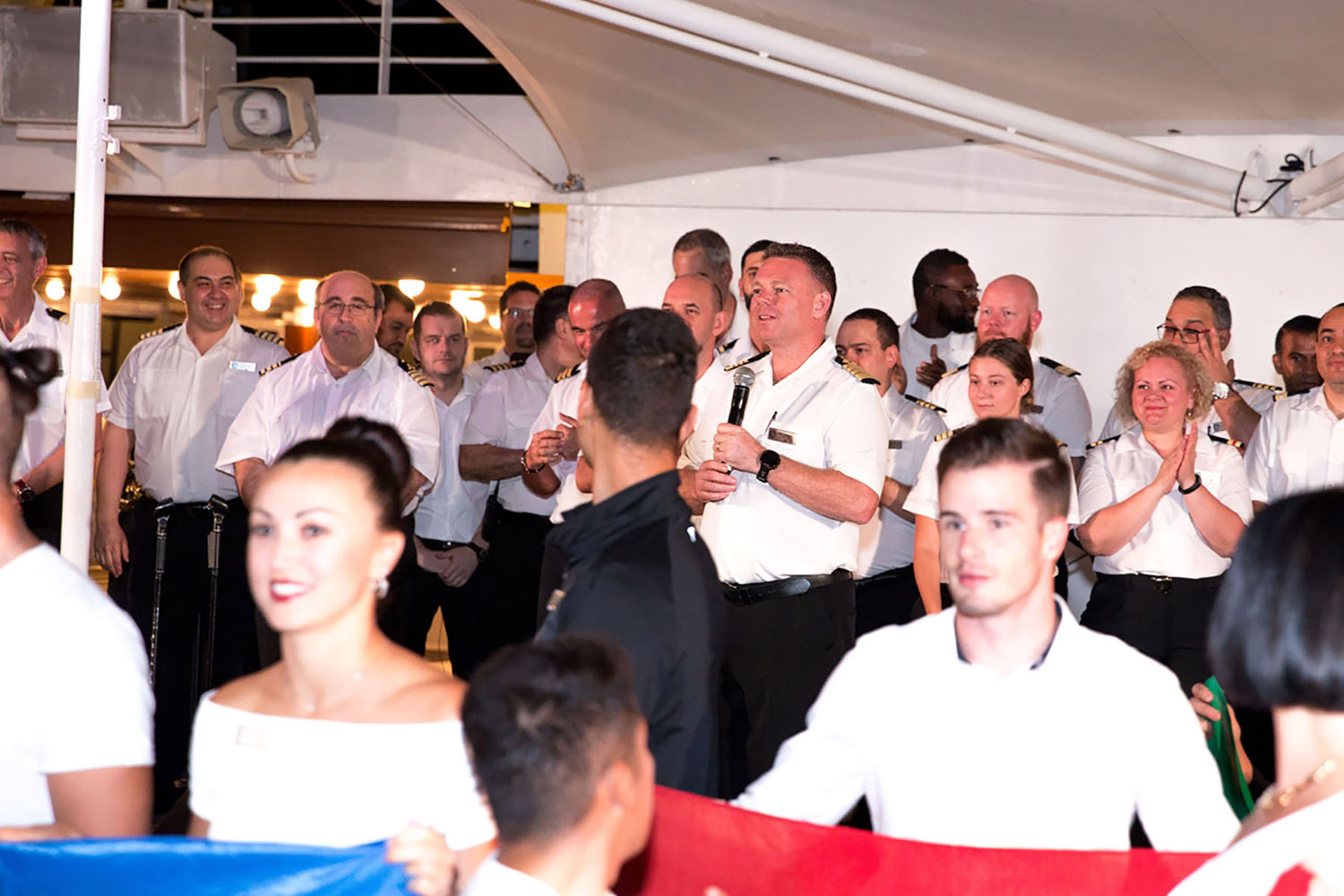Captain Carl makes his final speech onboard the Azamara Quest cruise ship.