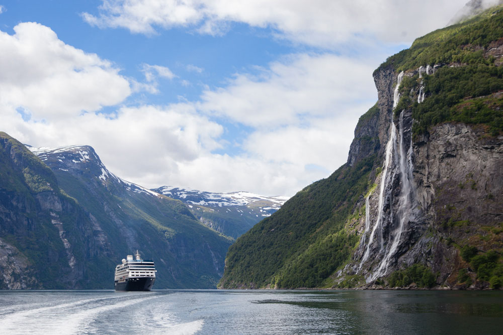 The tallest stream of the Seven Sisters Waterfall in Norway