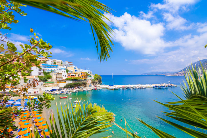 The harbor of Rethimno, Crete of a warm day