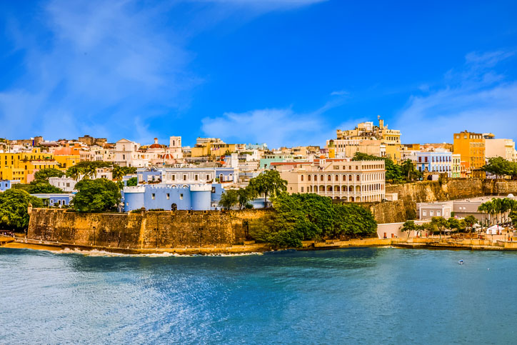 Buildings on the coast of San Juan, Puerto Rico
