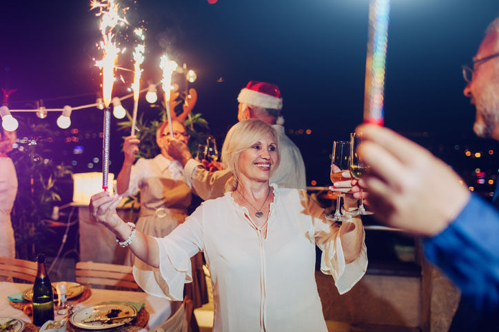 Group of friends having New Year party