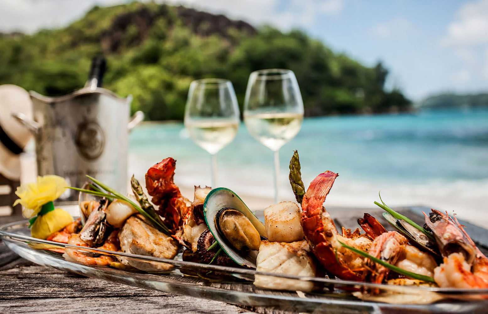 A seafood platter served on the beach in South Africa