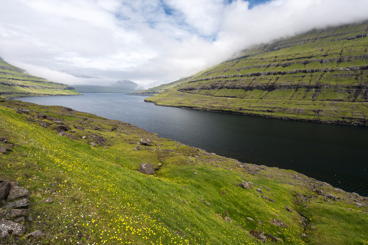 Funningsfjordur landscape in Faroese island of Eysturoy