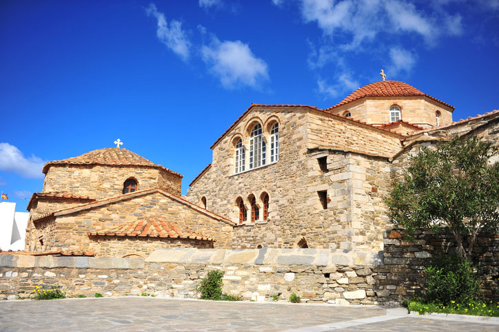 Church of Panagia Ekatontapiliani or "the church with 100 doors" in Paros, Greece.