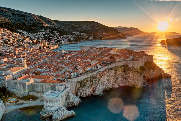 beautiful sunrise at Dubrovnik old town