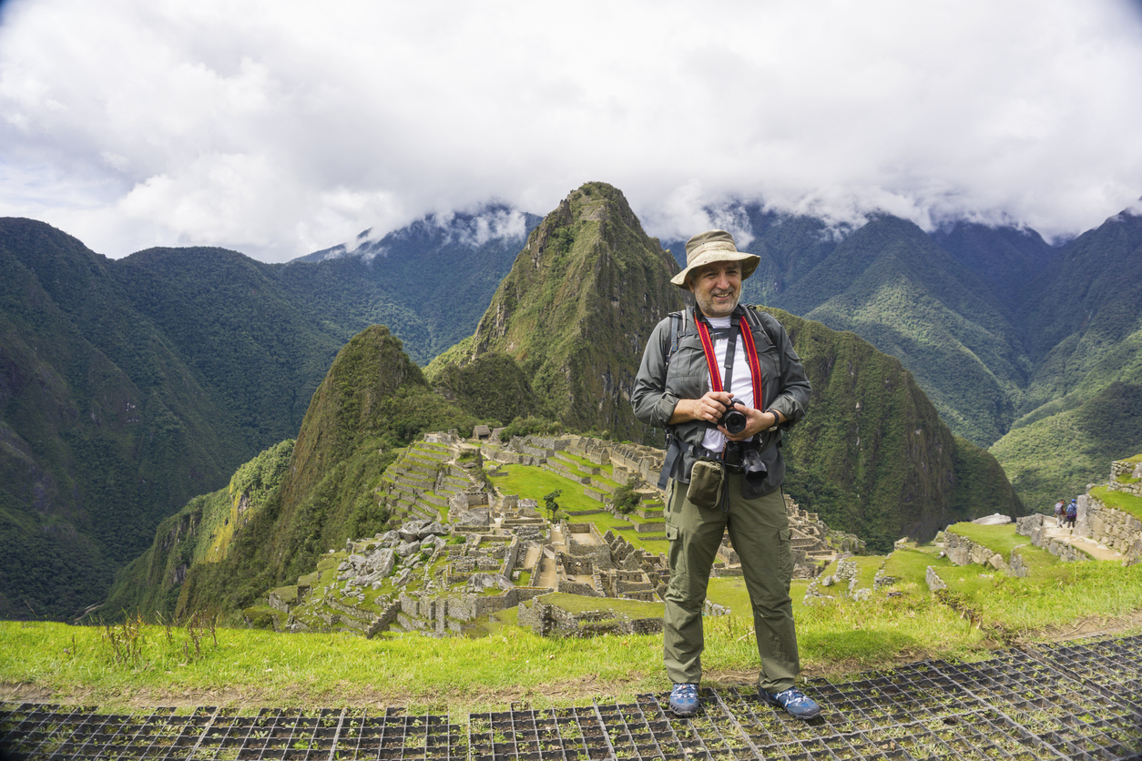 Happy photographer at Machu Picchu, and shooting the lost city at Peru