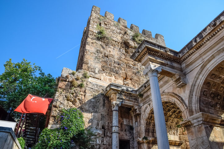 Hadrian’s Gate in the old city of Antalya, Turkey