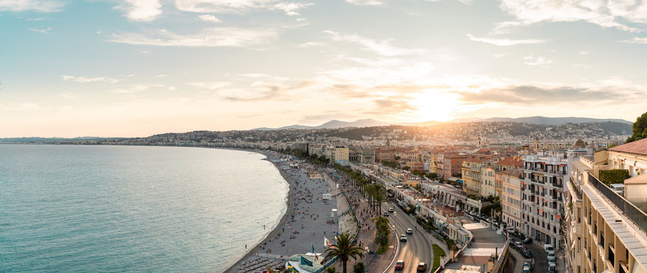 A cityscape panorama of the city Nice in the south of France