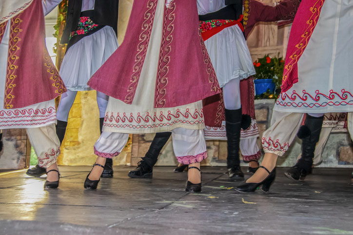 Greek dancers in embroidered costumes