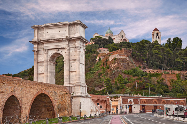 Roman arch of Trajan in Ancona, Italy