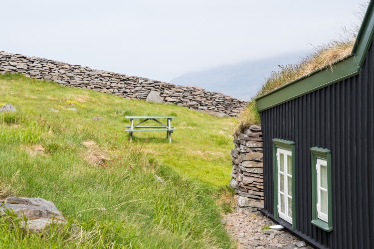 Old renovated farmhouse in Skotufjordur in Isafjardardjup in west Iceland