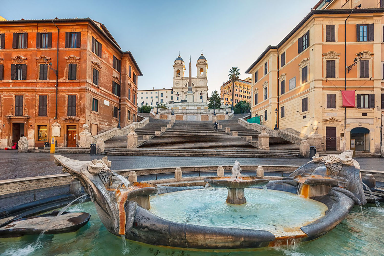 The Piazza di Spagna at the bottom of the Spanish Steps in Rome