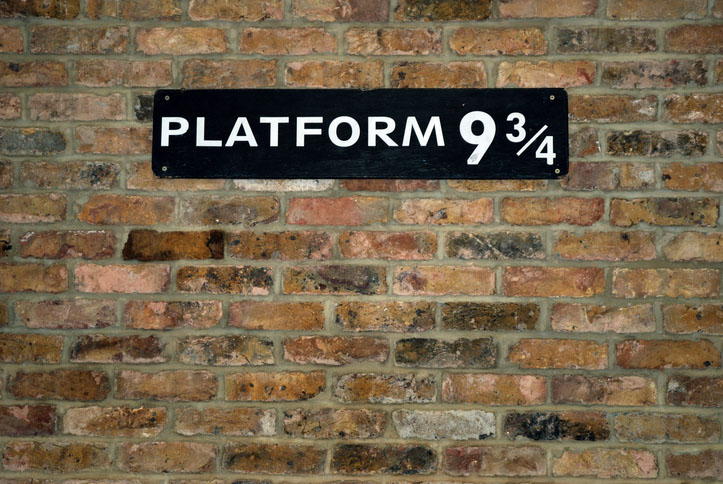 The platform at King's Cross Station in London made famous by the Harry Potter Books.