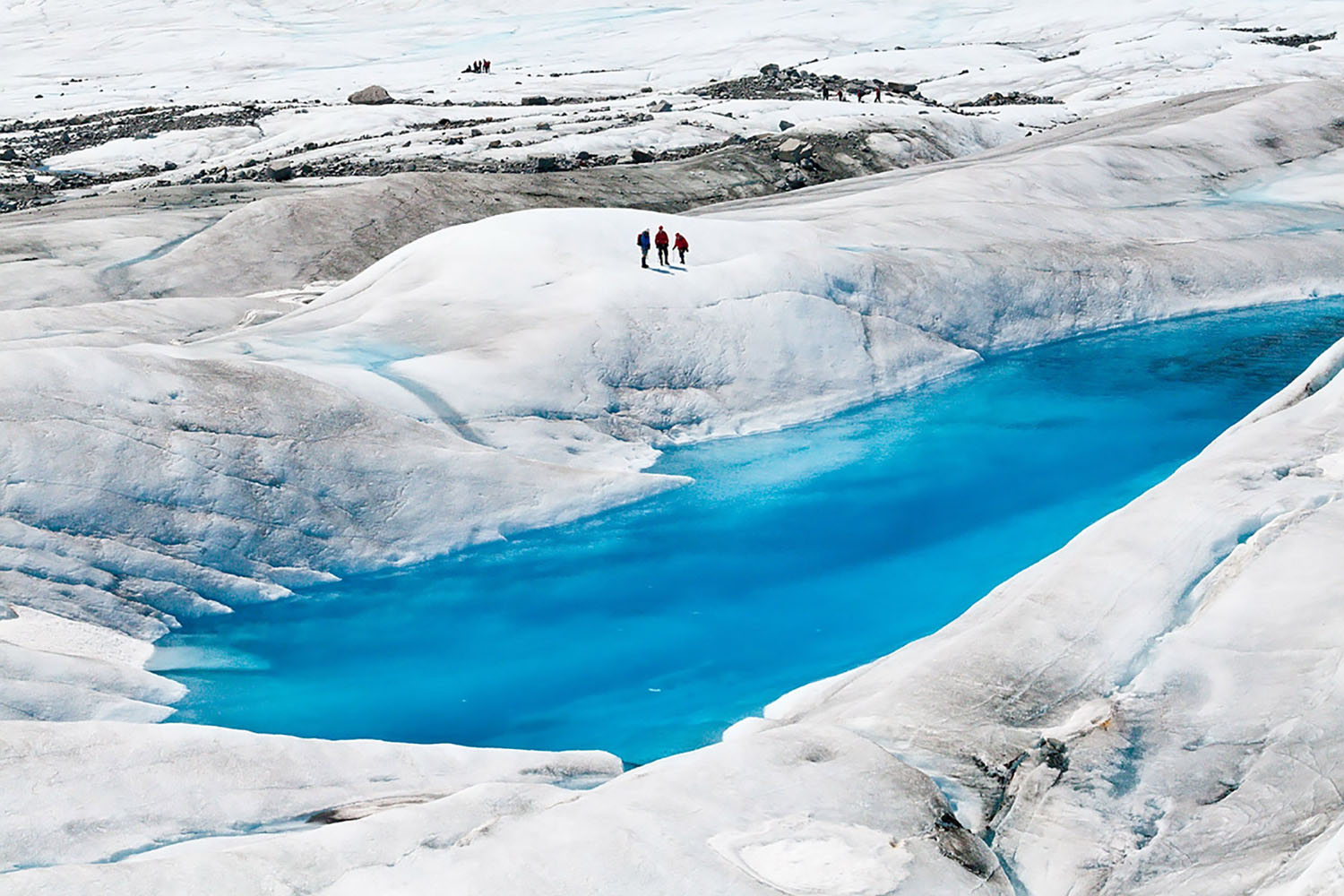 Blue ice pools on Mendenhall Glacier near Juneau, Alaska