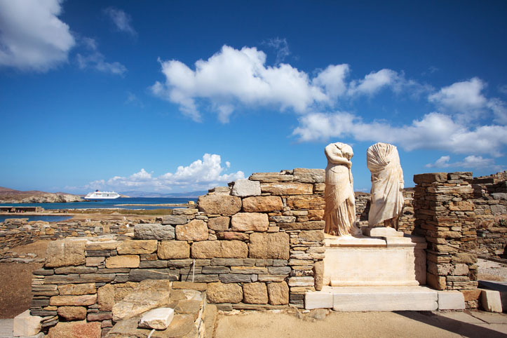 The ruins of Cleopatra House in Delos, Greece