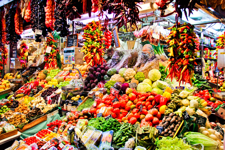 Food in the La Boqueria market