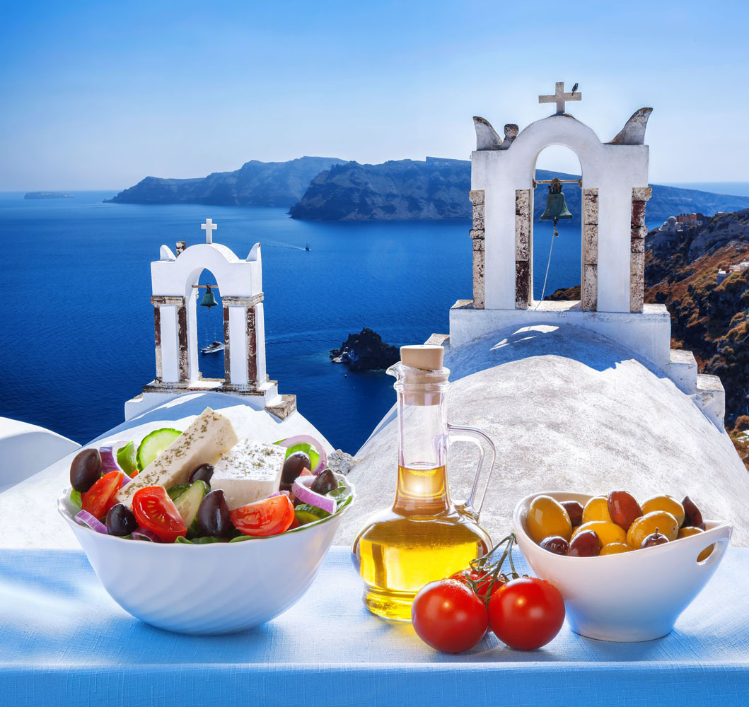 An assortment of Greek food